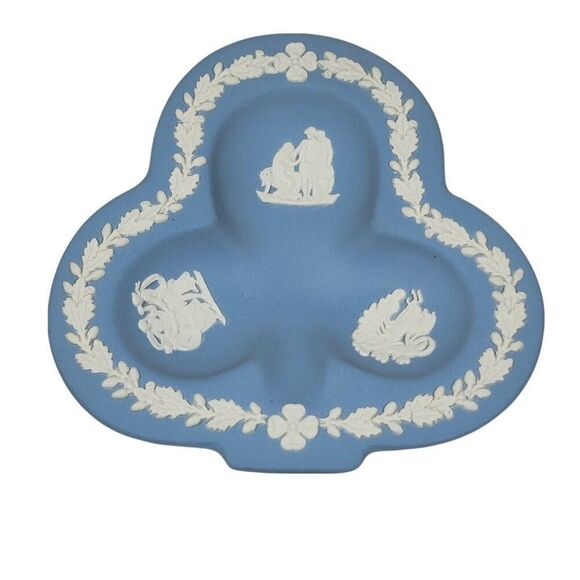 Wedgwood Other - Vintage Wedgwood Blue Jasperware Made in England Clover Ashtray Trinket Pin Dish
